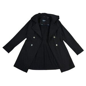 Guess Womens Black Vintage-Inspired Peacoat Coat Hood Gold Buttons Size M. NWOT